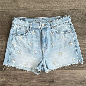 AMERICAN EAGLE Mom Shorts Size 4 Daisy Embroidery Floral Festival Cottagecore